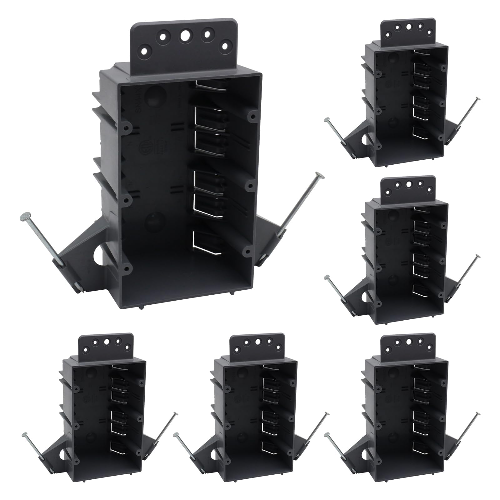 Electrical Boxes - 6 Pack 2-Gang PVC Outlet Boxes -8