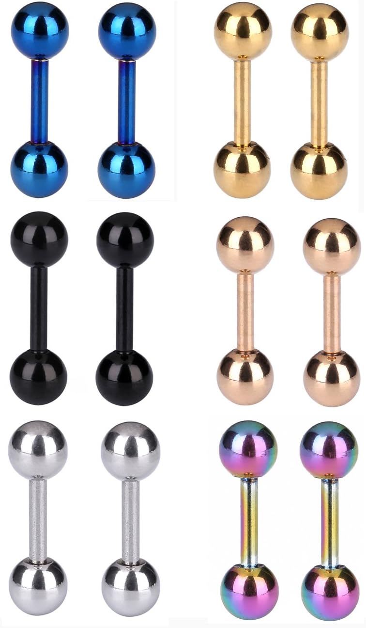 Tanyoyo 4mm Surgical Stainless Steel Ear Piercing Studs Earrings sets 5-6 Pair Mixed Colors High Polished 16G ¡­