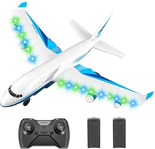 4DRC Remote Control Airplane for Kids Boys Adults, G2 Remote Control Plane Jet for Beginners Adult, Ready to Fly Airplane with One Key Aerobatic LED Light, RC Plane for Kids, 2 Battery