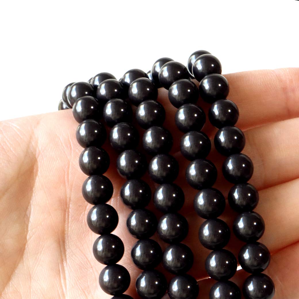 Amazon.co.jp: [GOLD STONE] 黒色 北投石 一連 ビーズ 40cm 台湾産