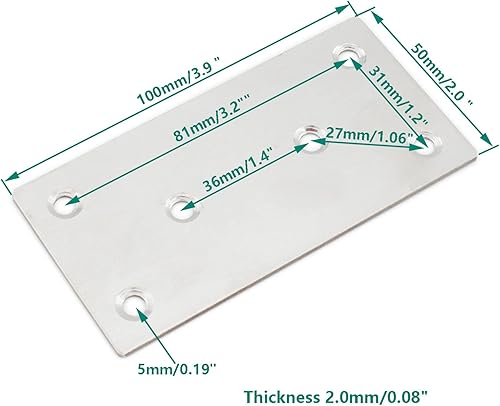 Miniatura 2 de 4 placas reparadoras resistentes, soporte plano de acero inoxidable, soporte recto, placas de fijación, conector de unión para muebles de madera,