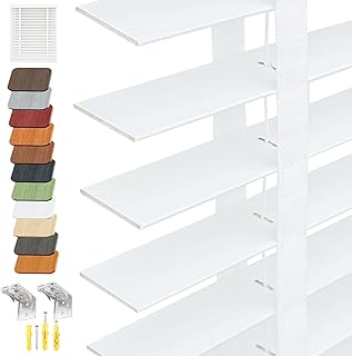 Faux Wood Blinds 2 inch Cordless, Wood Venetian Blinds for Indoor Windows, Horizontal Wooden Window Shades 22" 23" 26" 29" 30" 33" 34" 35' Blackout Blind for Kitchen Bathroom Home