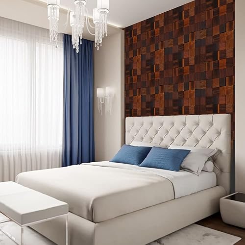 Miniatura 7 de Alenor Tessera - Paneles de pared de madera áspera 3D marrón, tablones de 5.80 pies cuadrados, juego de paneles de madera natural recuperada, ajuste