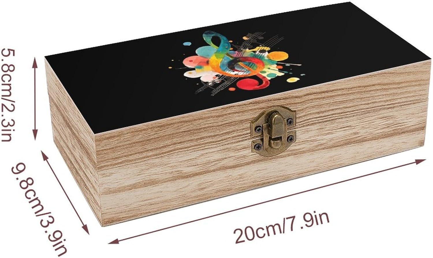 Colorful Rainbow Music Note Wooden Box Decorative Jewelry Storage Box image 2