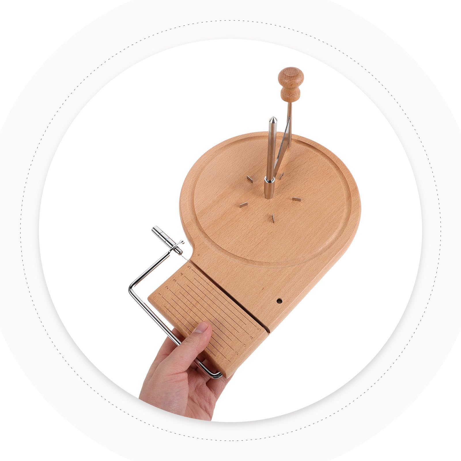 Rallador de Queso Rotatorio Manual de Cocina Manivela | Base Beige de Madera y Metal, Portátil para Cocina y Exterior, Apto para Queso y Trufas