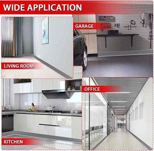 Miniatura 5 de Base de vinilo para pared, moldura de zócalo de 4 pulgadas, flexible, autoadhesiva, base de pared, diseño de pegar y despegar, 4 pulgadas x 60 pies,