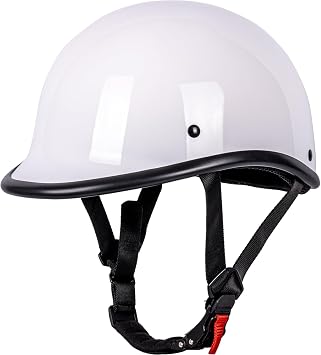 Yesmotor Motorcycle Helmet Half Shell Hawk Style Helmets Compact Lightweight Open Face for Motorcycle Street Bike Cruiser Moped - DOT Approved White,L