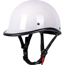 Yesmotor Low Profile Motorcycle Half Beanie Helmet-DOT Approved(White,L) | Retro design.Ideal for street cruiser riding.Lightweight shell design.Breathable inner lining.Advanced impact protection.