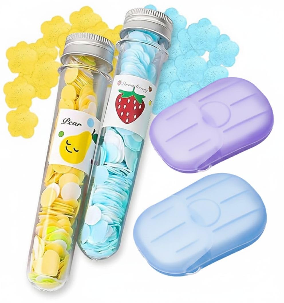 ETSAP Disposable Travel Paper Soap Strips For Handwash - Travelling Scented Mini Paper Soap Sheets Flakes Cleaning Foaming Hand Washing (Pack Of 2 - Total 40 Sheets)