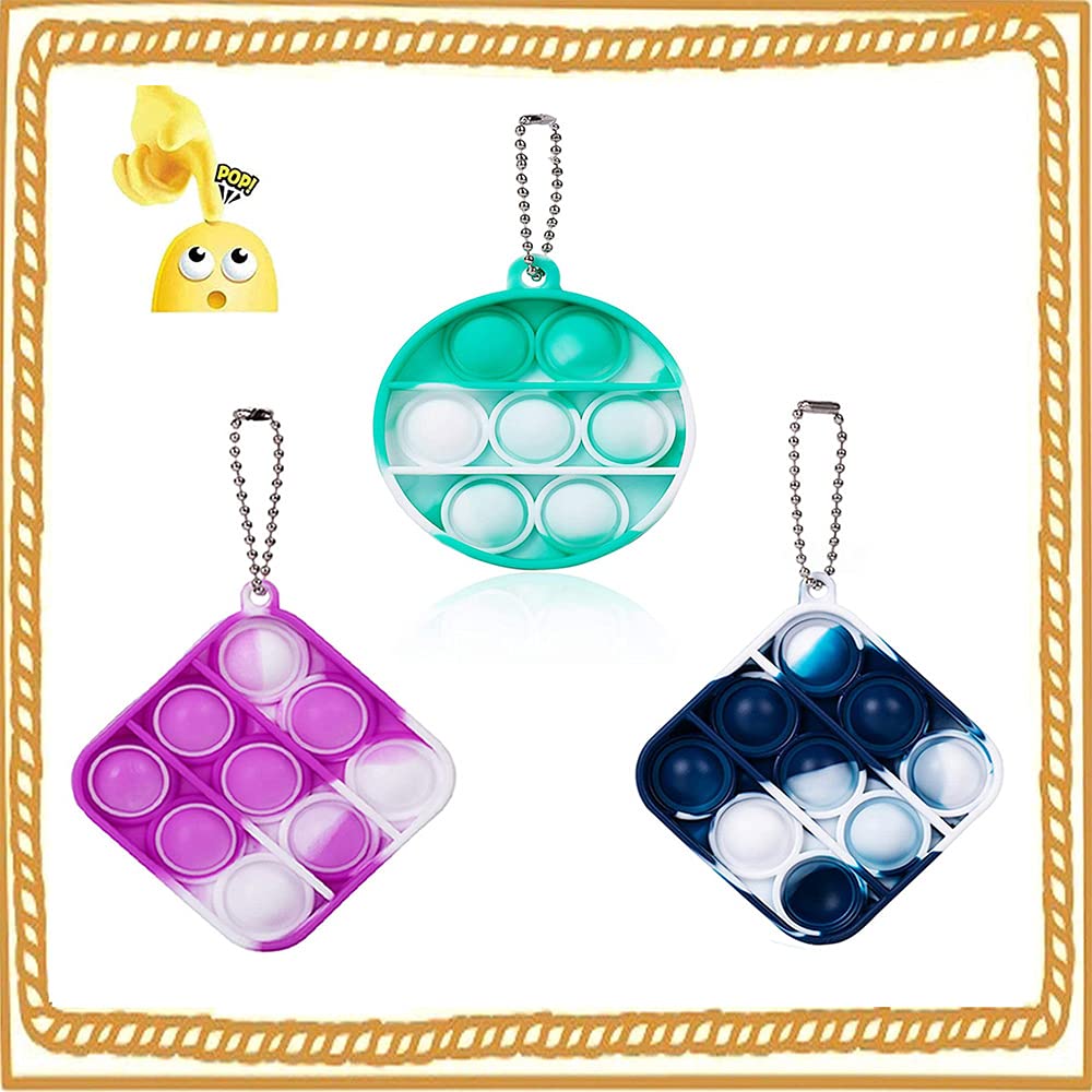 WYUESilicone Mini Tie Dye Pop Bubble Small Keychain Fidget Sensory Toys