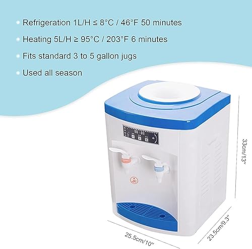 Miniatura 6 de Dispensador de enfriador de agua para botella de 5 galones, dispensador de agua fría caliente para encimera, dispensador de agua de carga superior