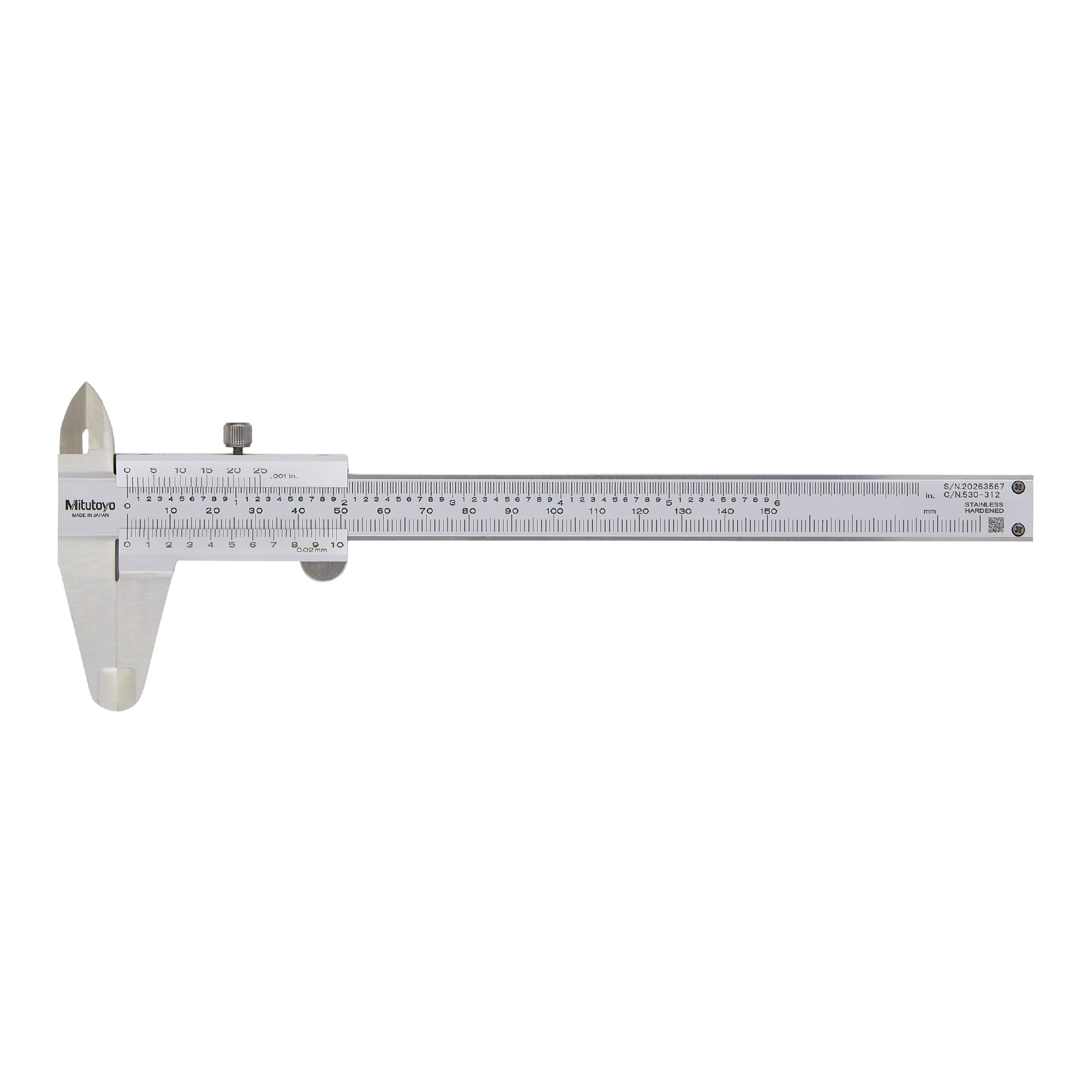 Mitutoyo 530-312 Vernier Caliper, 0-6 in / 0-150 mm