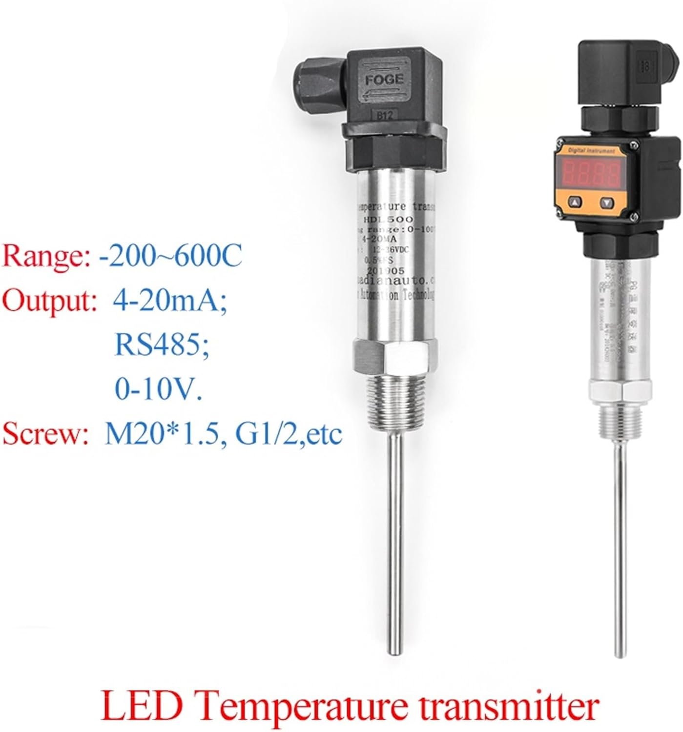 Digital Display 4-20mA Pt100 Liquid Temperature Transmitter for Water(-50-100 LED 4-20mA)
