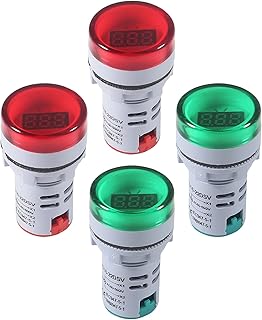 DWEII 4PCS Digital DC Voltmeter LED Display Voltage Voltmeter AC 20-500V Voltage Meter Monitor 110v 220v Volt Detetor Indicator Round Lamp Tester (2 Red and 2 Green)