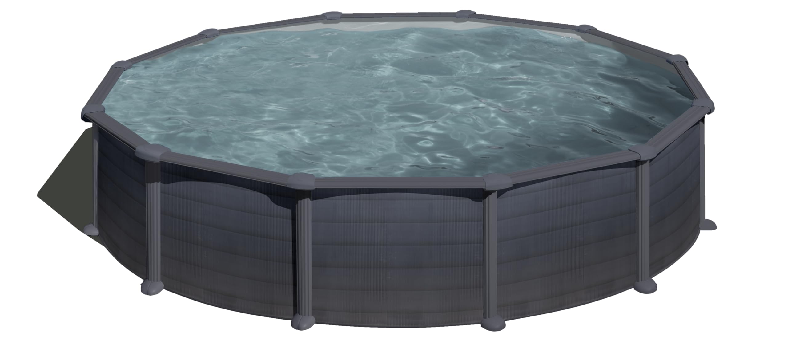 Piscina Gre KITPR558GF Granada. - Piscina fuori terra in acciaio, rotonda in acciaio, colore grafito. Piscina scomponibile per Giardino. 550 x 132 cm