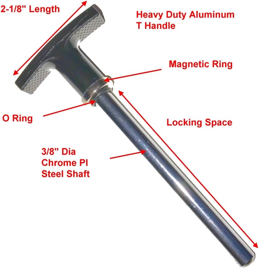 Magnetic Pin, Tensile (3/8" Dia) Universal Weight Stack Heavy Duty SELECTOR Key - Deluxe Aluminum T Handle Knob - World Class Hitch PINS - Various Locking Space n Size - by SBD