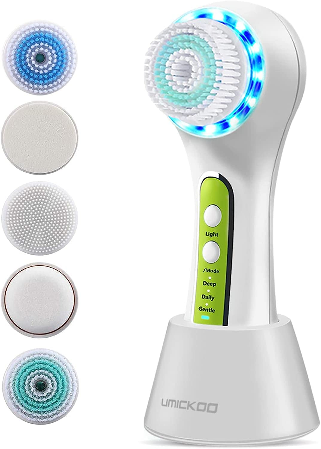 UMICKOO Facial Cleansing Brush,Rechargeable IPX7 Waterproof Face Scrubber with 5 Brush Heads,Face Spin Brush for Exfoliating, Massaging and Deep Cleansing