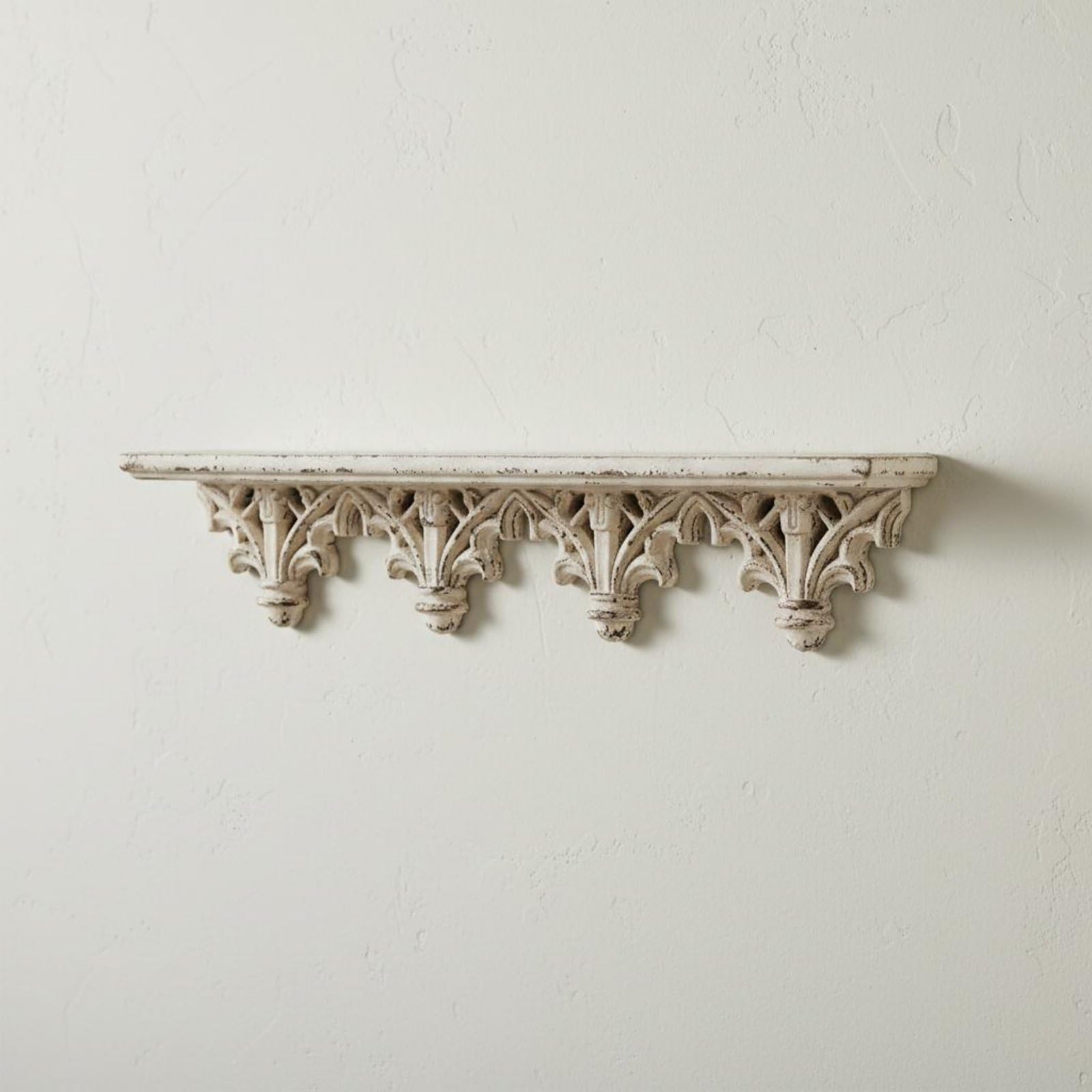 Mensola Stile Francese Mensola da Parete Scaffale Ripiano Console Vintage con Dettagli Scolpiti E Aspetto Invecchiato Materiale Magnesite E Legno per, Grande