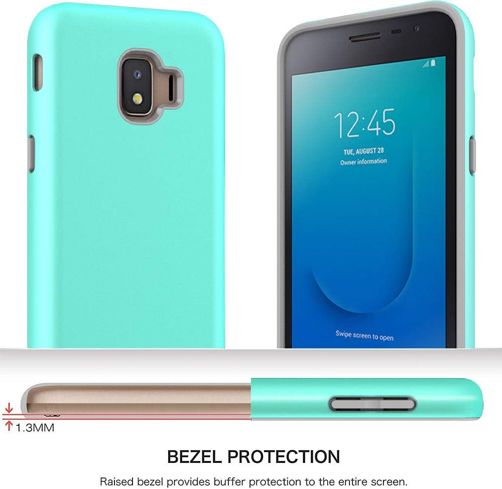 Androgate Galaxy J2 Case, Galaxy J2 Core Case, Galaxy J2 Pure Case, Hybrid Matte Protective Back Cover Case with Tempered Glass Screen Protectors for Samsung Bench, Galaxy J2 Dash, Mint