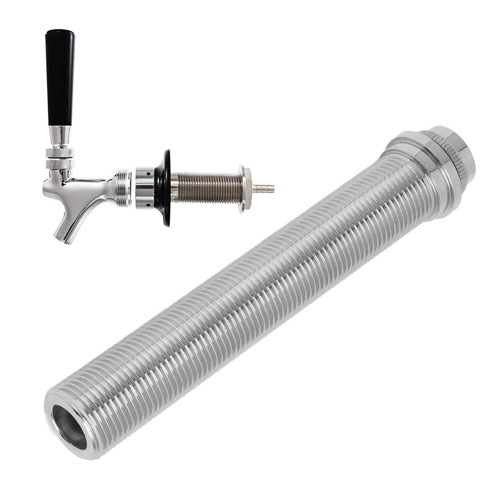 Fyearfly Rubinetto Prolunga per Birra alla Spina G5/8, 150mm Rubinetto del Barile di Birra per La Produzione di Birra Flangia di Bloccaggio Estesa Filettatura Erogatore di Birra alla Spina Domestica
