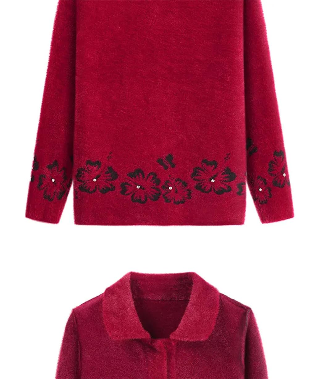 DBFBDTU Chaqueta de punto para mujer de mediana edad, chaqueta de punto suelto casual suéter madre abrigo