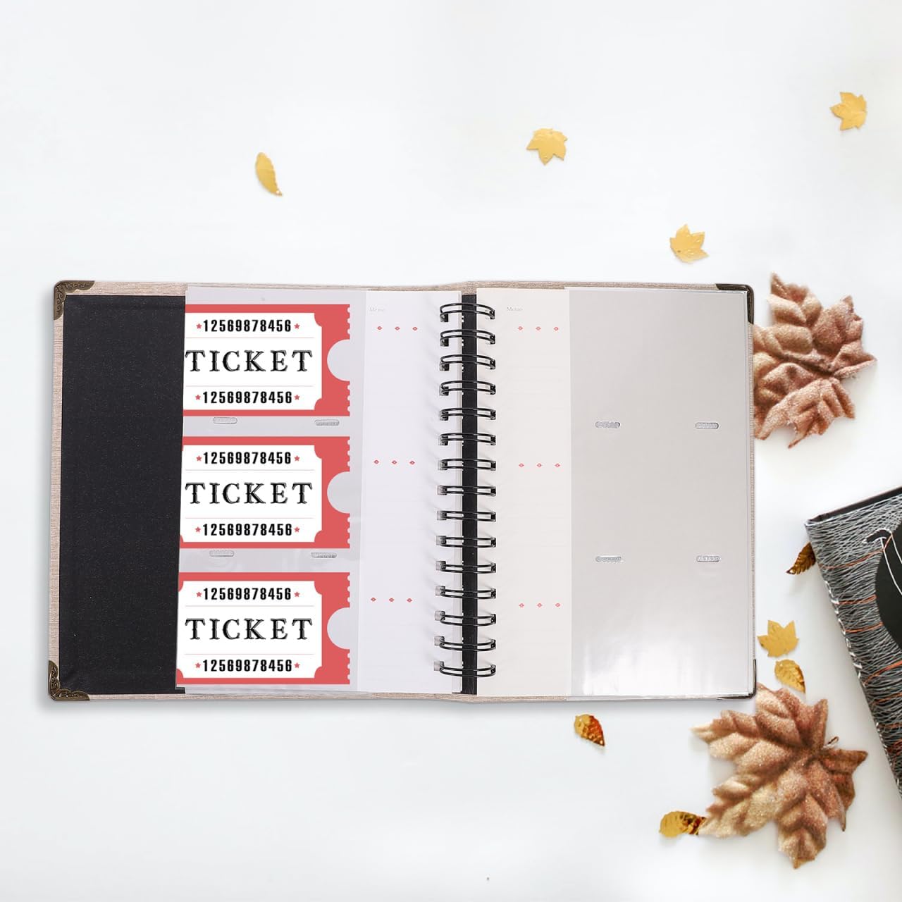 Ticket Book Movie Ticket Album Receipt Organizer Storage Cards Collection Booklet Portable Loose-Leaf Album for and Bills 8.50 X 6.53 X 1.18 in image 2