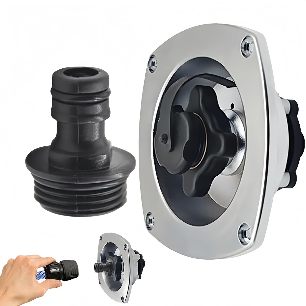 Alide Sostituzione Dell'ingresso Dell'acqua Per Roulotte, Adattatore Per Scomparto Dell'acqua Di Non Ritorno Per Yacht Con Coperchio Rotante E Connettore Rapido