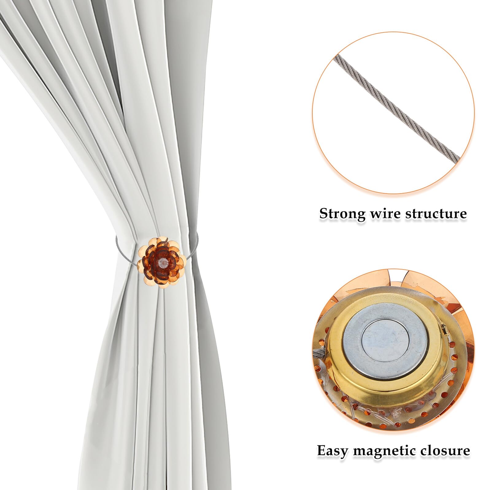 4 Pezzi Fermatende Magnetici per Tende Fermatende Magnetici con Corda Intrecciata
