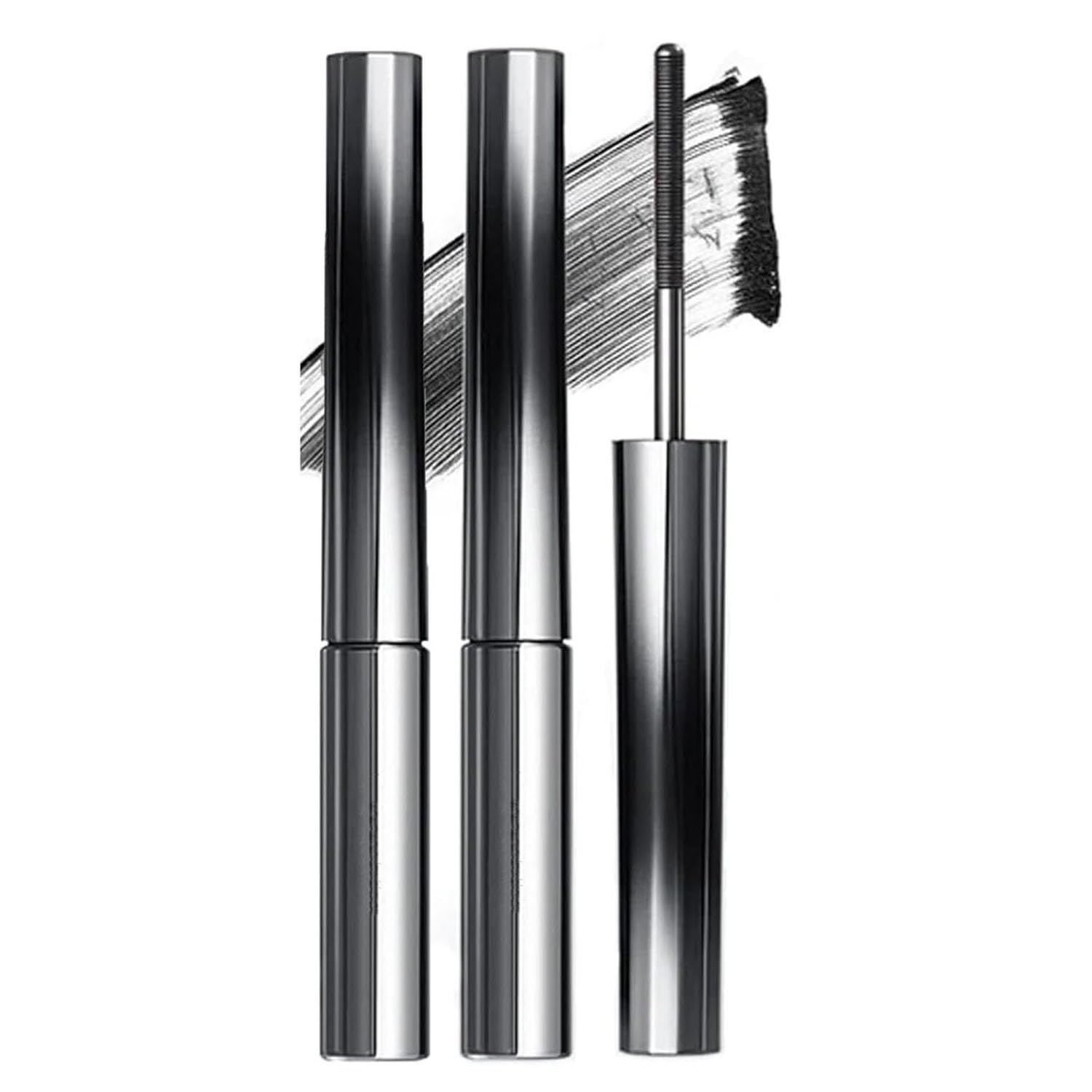 Curling Iron Mascara,3D Curling Eyelash Iron Mascara, Waterproof, Volumizing and Lengthening, Smudge-Proof (Black*2)
