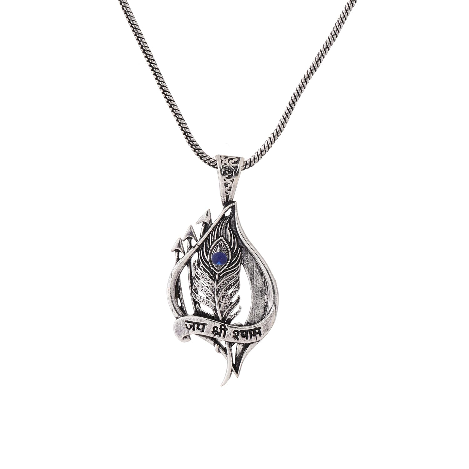 voylla Spiritual Silver Pendant Necklace For Men With Chain Brass Mens Jewellery Casual Wear Gift For Boyfriend Husband-picture-15