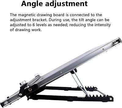 A2 Drawing Board with Parallel Motion Adjustable Angle Drawing Board Smooth Artist Wooden Panel Drafting Table with Counter-Weight Parallel Motion Ruler 60×45cm