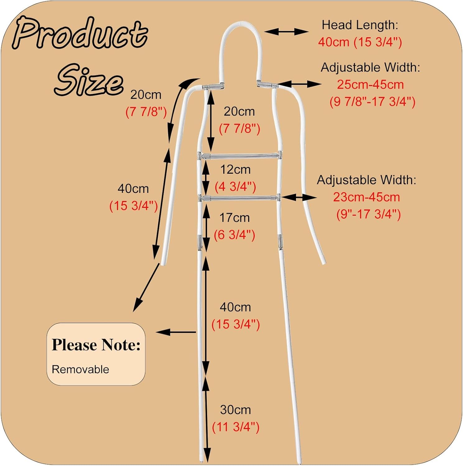 Mannequin Dress Form Metal Clothing Display Hangers with Adjustable Waist and Arms, Body Shape Mannequin Torso Clothes Rack Can Invisible, Telescopic Clothes Hanger