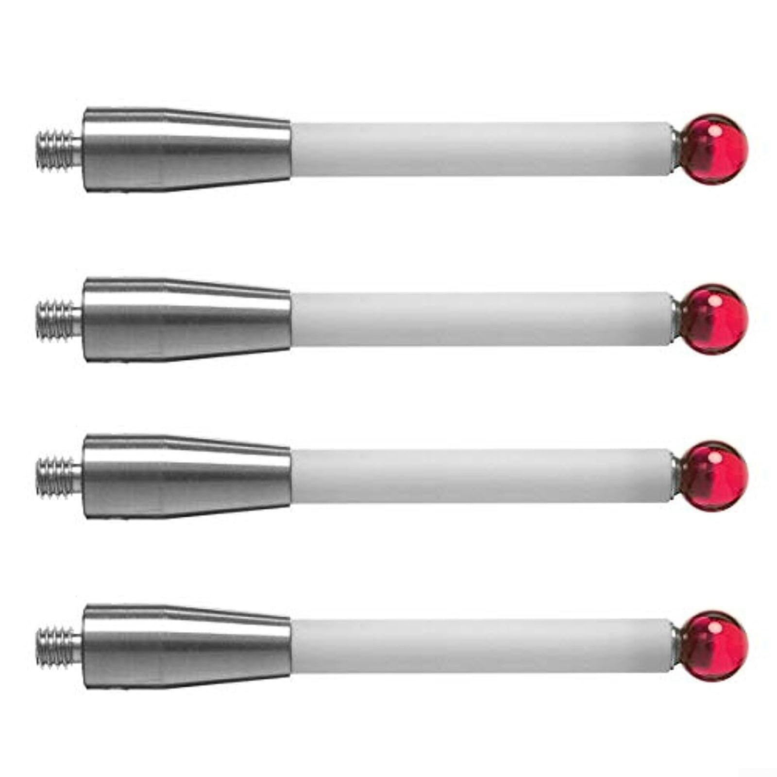 CMM Lot de 4 goupilles tactiles avec tige en céramique Ø6 mm L50 mm Bille Rubis A-5000-3709 pour compteurs de coordonnées