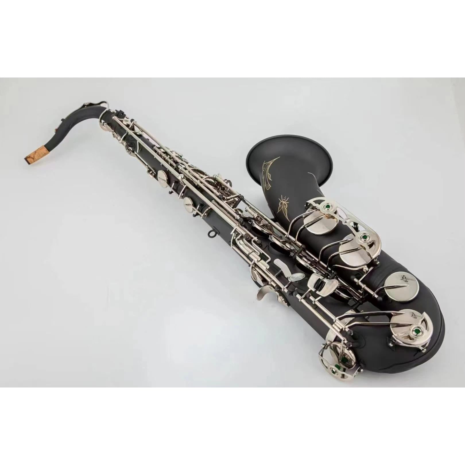 Saksofon Tenorowy Bb Tune Czarny Matowy Nikiel Instrument Dęty Drewniany Z Akcesoriami Do Futerału profesjonalny Saksofon (Color : Leather bag)