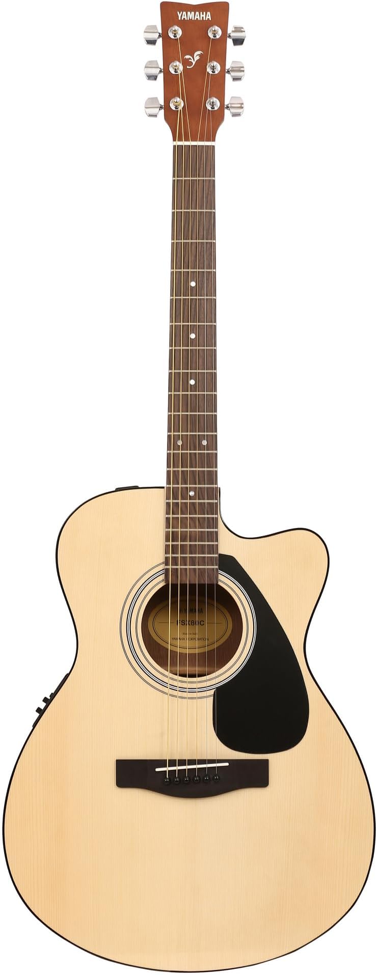 Yamaha spruce wood FSX80C Semi-Acoustic Cutaway Guitar Natural Finish, 6 Strings, Full-Size, Built-in Pickup, Rich Tone, Comfortable Playability, Ideal for Beginners & Performers