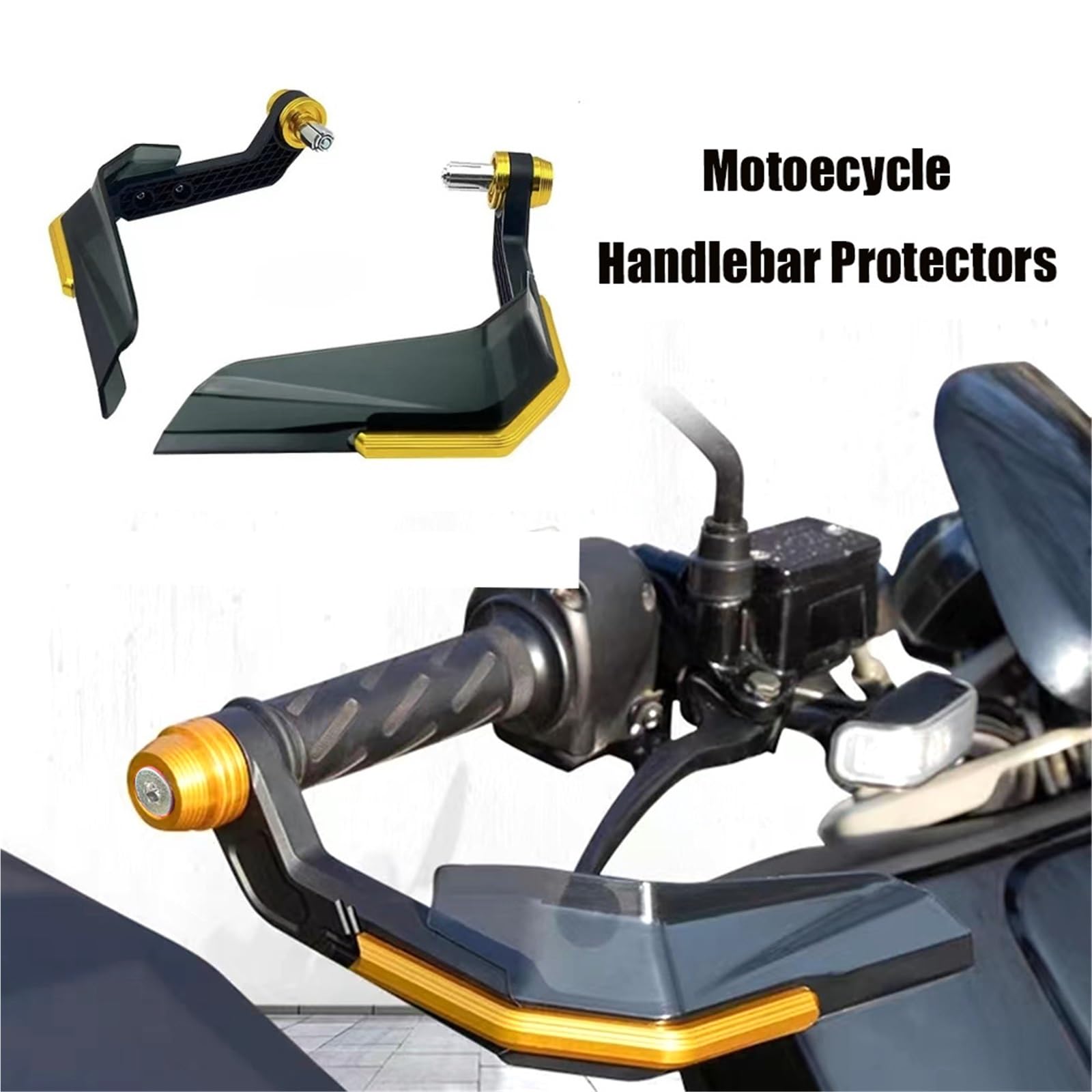 Zestaw linki sprzęgła motocykl Ochraniacze kierownicy 7/8" Deflektor wiatrowy do osłony dźwigni hamulca motocyklowego z aluminiowym usztywnieniem(Yellow)