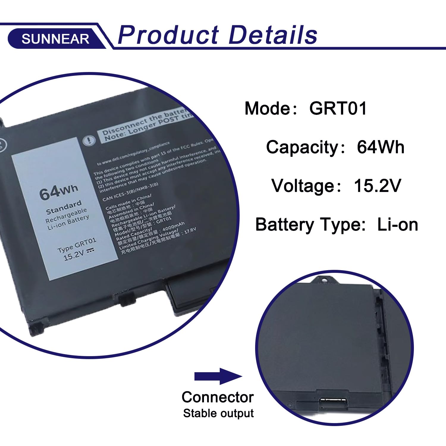 Amazon.com: SUNNEAR GRT01 Laptop Battery Compatible with Dell