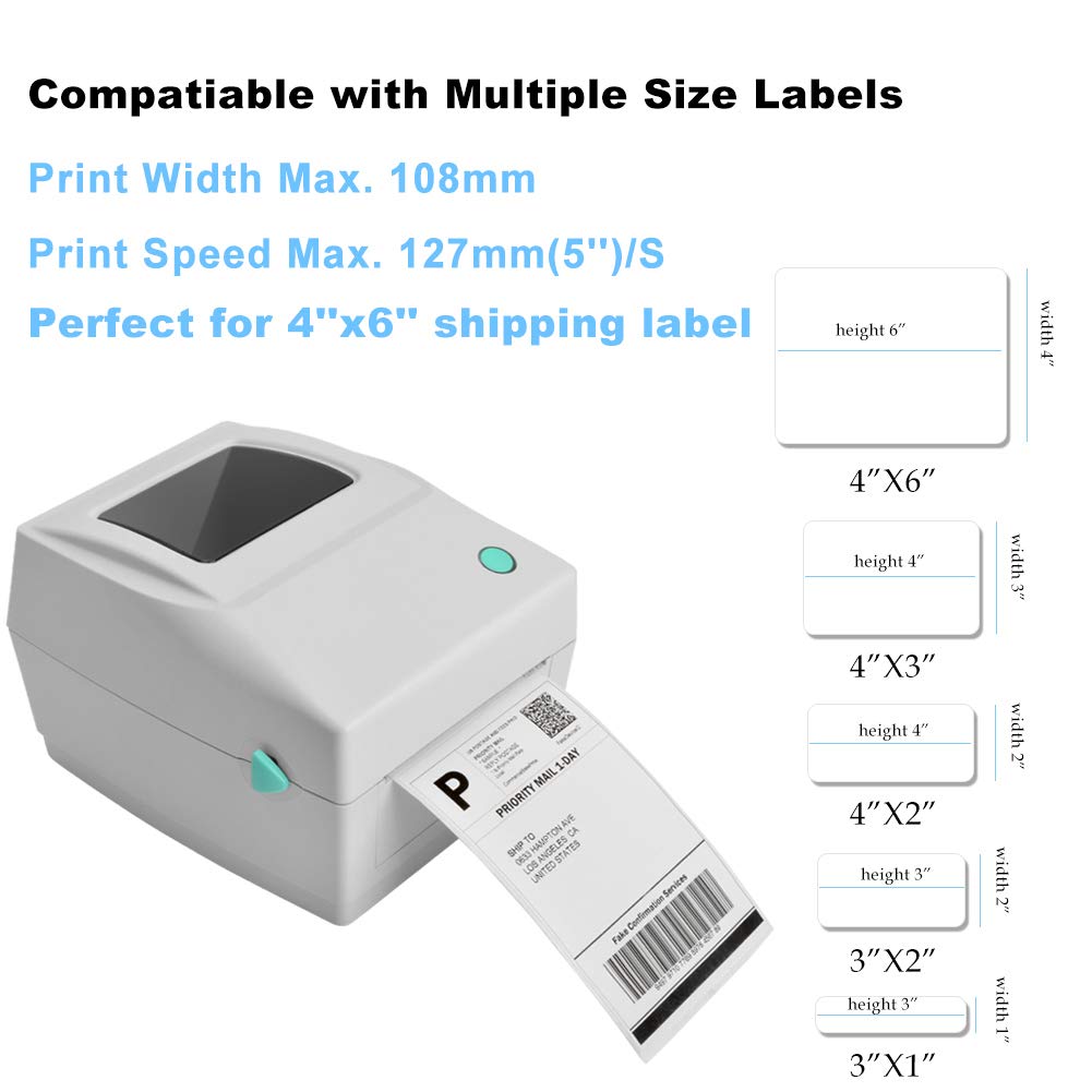 Imprimante d'étiquettes thermiques, imprimante d'étiquettes de bureau USB directe haute vitesse pour étiquettes d'expédition de 4 x 6, compatible avec Windows (XP et ultérieur)