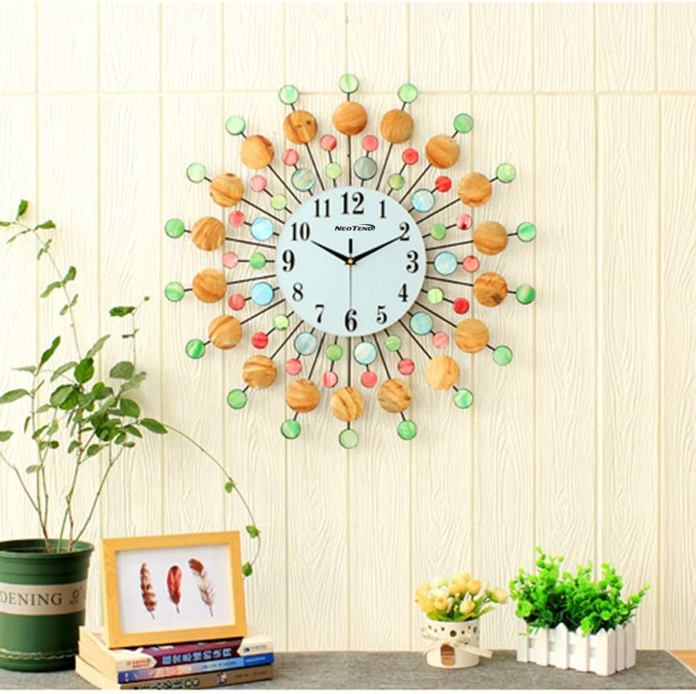 3D Wall Clock Natural Seashells Decorative Silent Large Clock Diameter 23.6" Style 2