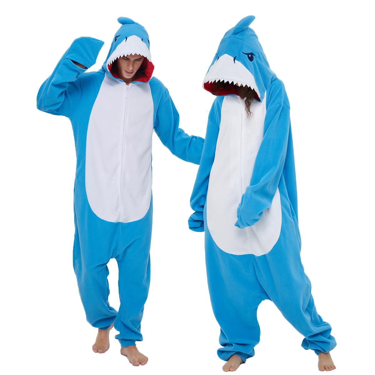 Laahoem Animal Requin Pyjama Unisexe Adulte à Capuche Hommes Femmes Combinaison Costume Cosplay Pyjama