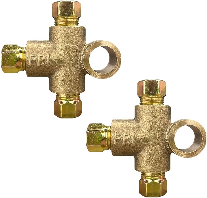 Tee de freio automotivo 3 vias LHDOS em latão com rosca M10 para tubo 3/16" – 2 unidades