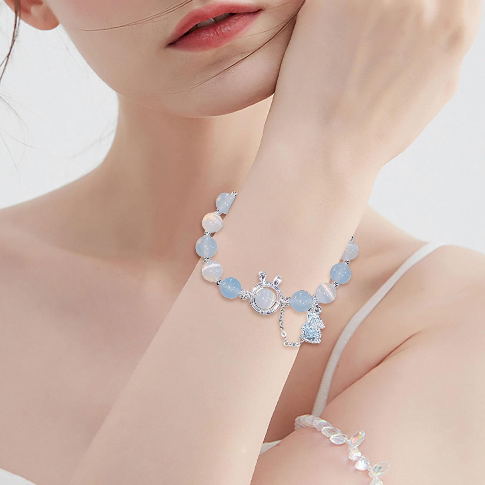 Armbänder tragbar mit NFC, tägliches Armband für Damen, Herren, Teenager, elastisch und Perlen-Statement