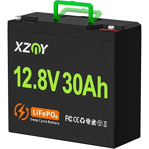 12V 30Ah LiFePO4 Battery, 4000+ Cycles 12V Lithium Battery Built-in 30A BMS, Rechargeable 30Ah 12V Lithium Battery Perfect for Fish Finder, Scooter, Solar System, Camping