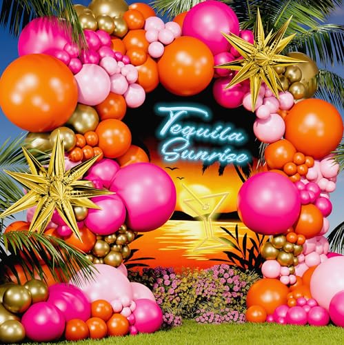 ALL-IN-1 Pink and Orange Balloon Arch Kit with BONUS Starburst Balloons for Pink and Orange Party Decorations - Pinks and Oranges Balloons for Oranges and Pinks Party Decorations, Graduation, Birthday by SHERYL DECOR - Image 6