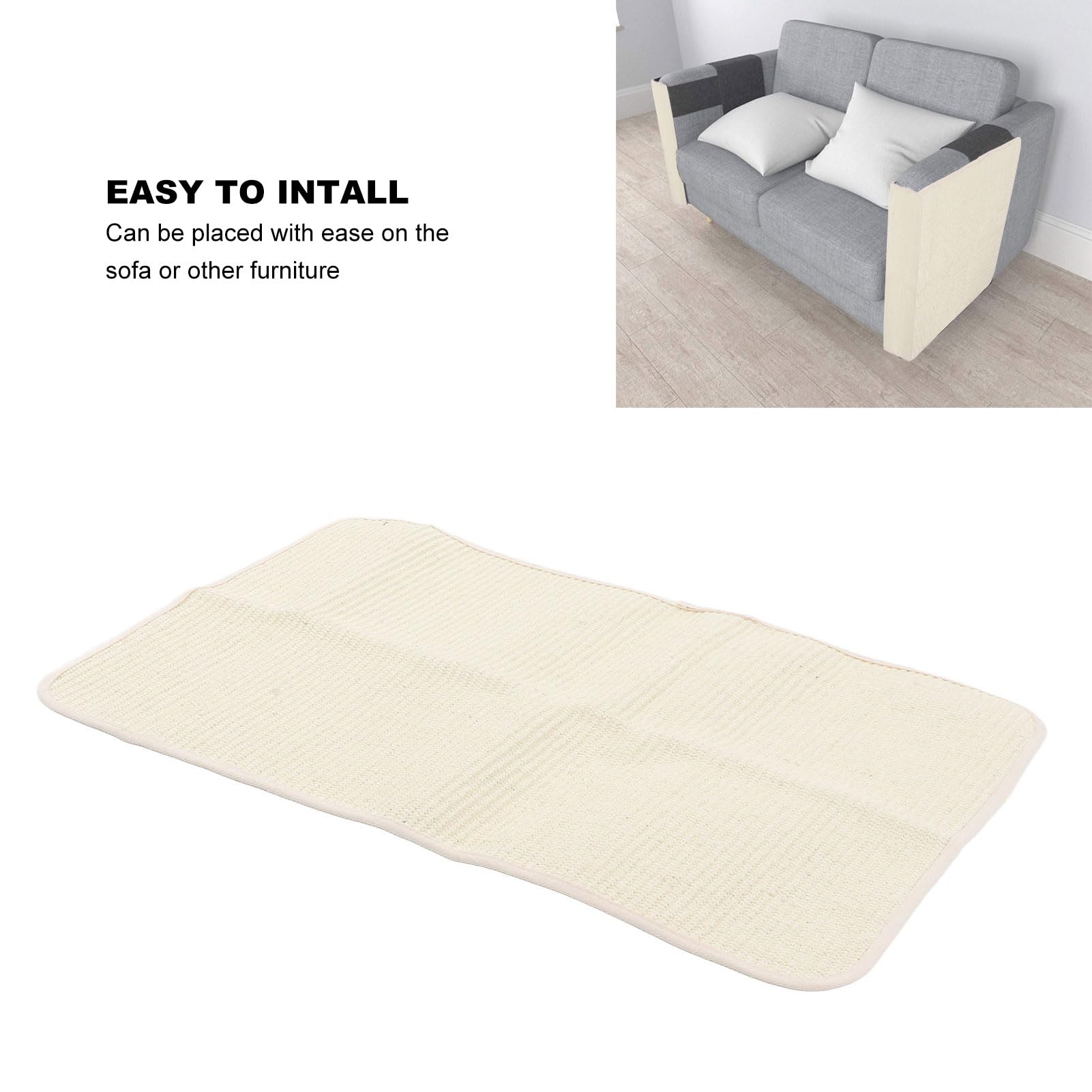 Alfombra rascadora para Gatos de sisal, Protector contra arañazos para sofás, Almohadilla Grande de sisal y cáñamo para rascar, protección para sofás y Muebles con Accesorios de (Largo 49,5 cm.)