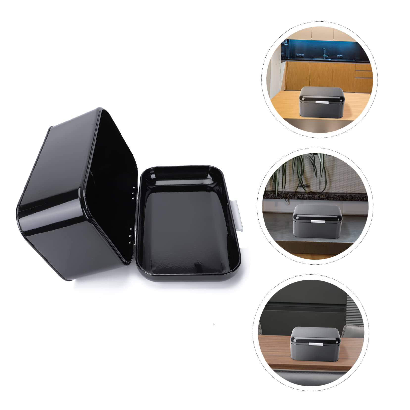 PRETYZOOM Caja Retro de Hierro Negra para Cocina Multifuncional Cierre Hermético y Almacenamiento Fácil para Alimentos y Pan