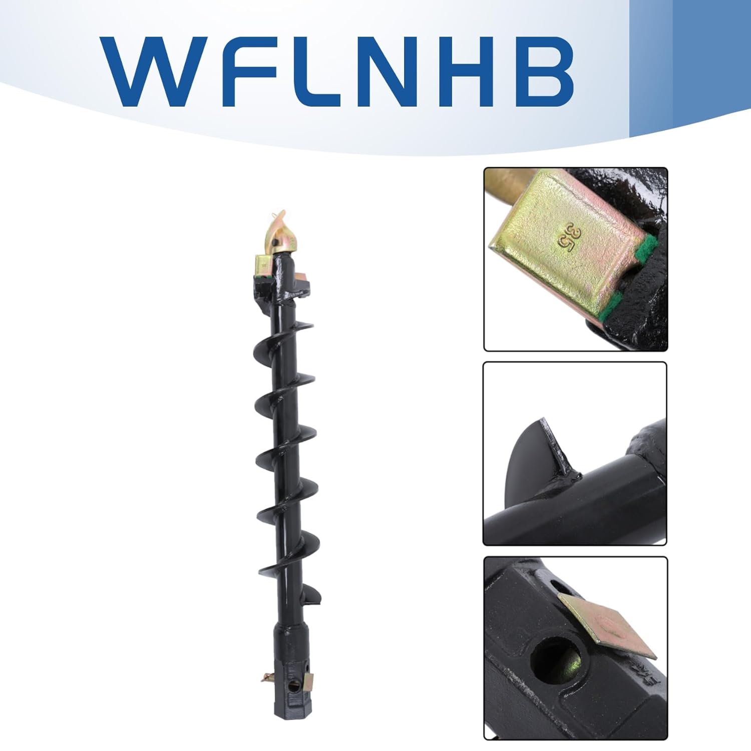 WFLNHB 6" x 48" Diameter Duty Earth Auger Replacement for Column Hole Excavator, 2" Hex Connect