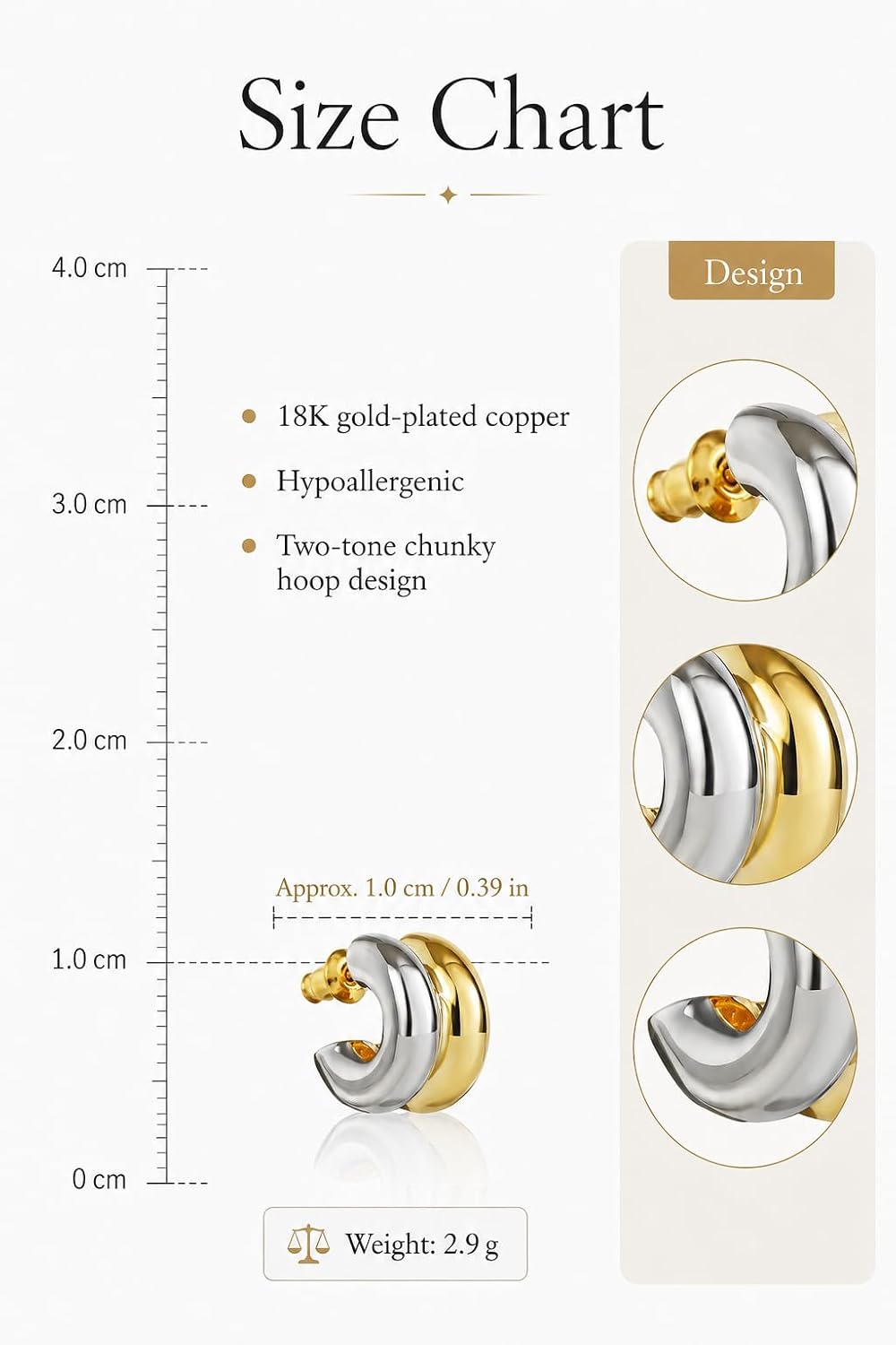 Double Hoop Earrings for Women, 14K Gold Plated Two Tone Gold & Silver Huggie Hoop Earrings, Lightweight Hypoallergenic Trendy Geometric Jewelry Gift