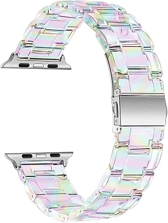 Microsonic Apple Watch SE 3 40mm i in Kordon Stainless Transparent Clear  ok Renkli [Watch SE 3 40mm ile Uyumlu Kordon -  ok Renkli]