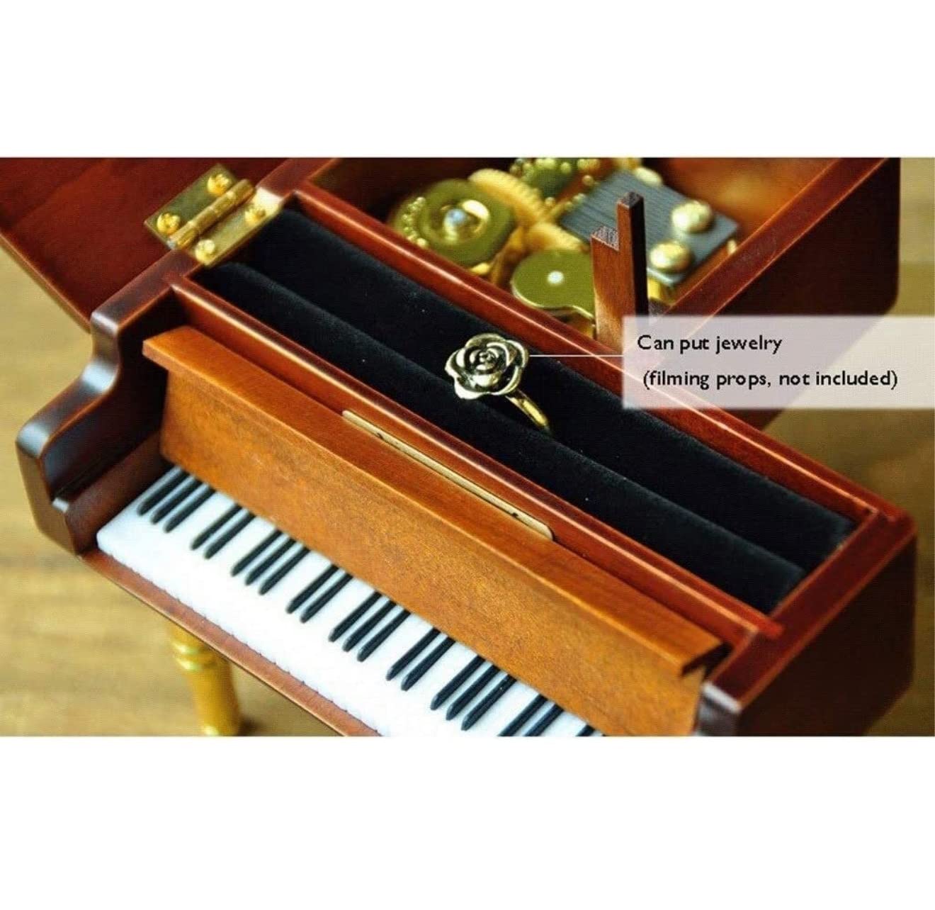 VVABRA Caja de Música Caja de Musica Caja De Música De Piano De Cola Granate con Banco Caja De Música De Cuerda De Madera para Amigos Cumpleaños De Navidad Caja Musical Cajas Musicales